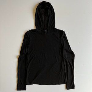 GAP Sheer Hooded T-Shirt Black Size S Minimalist Modern Stretch Knit Y2K 80s 90s